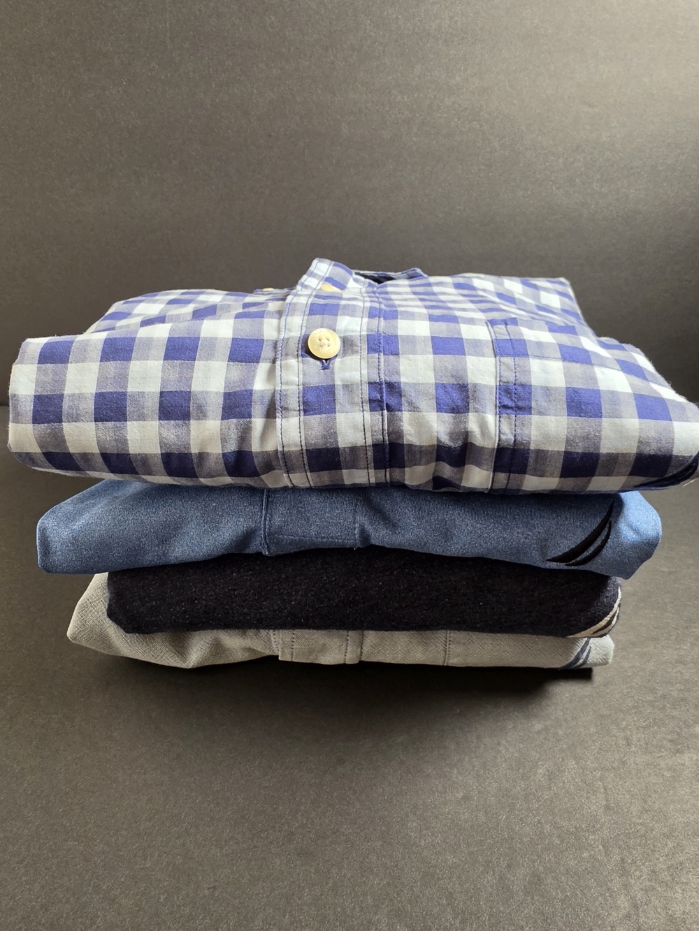 Bundle Of 4 Men's Blue Check Button-Down Shirt And 3 Others